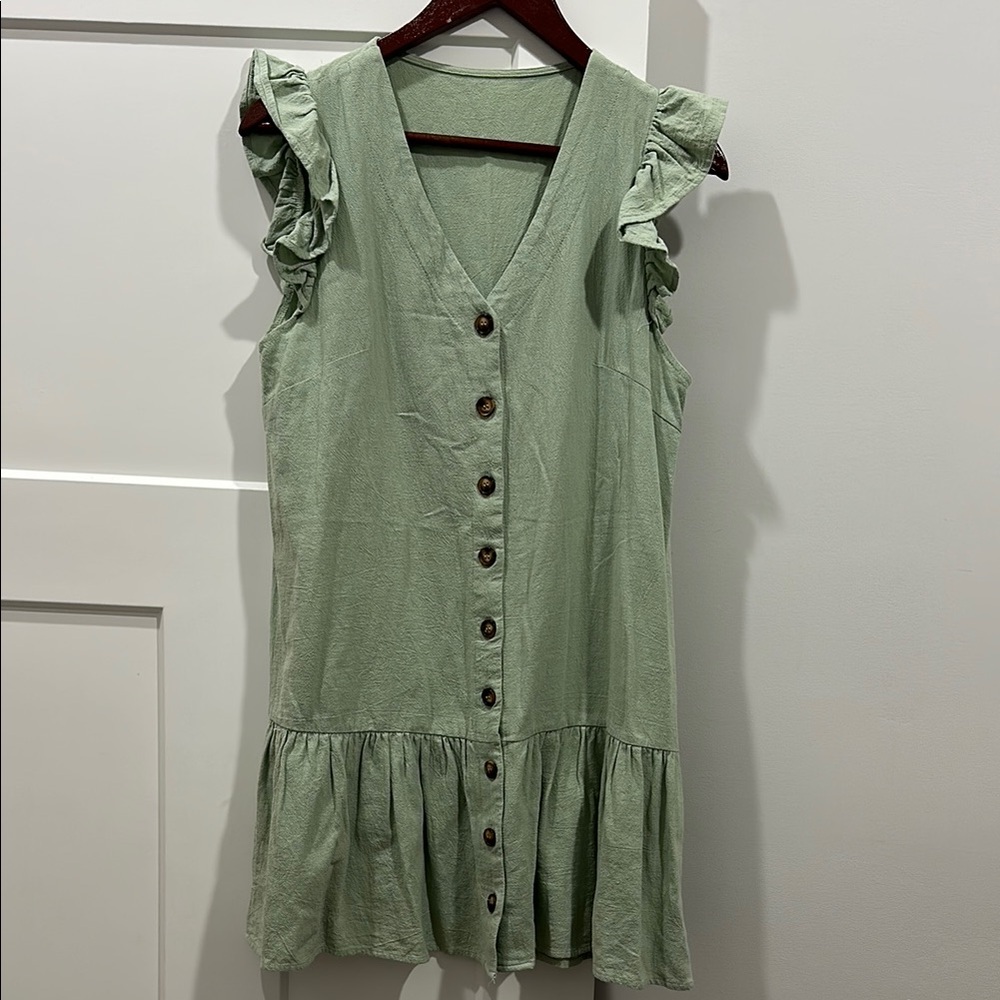 Cupshe Green Ruffled Sleeveless Sundress